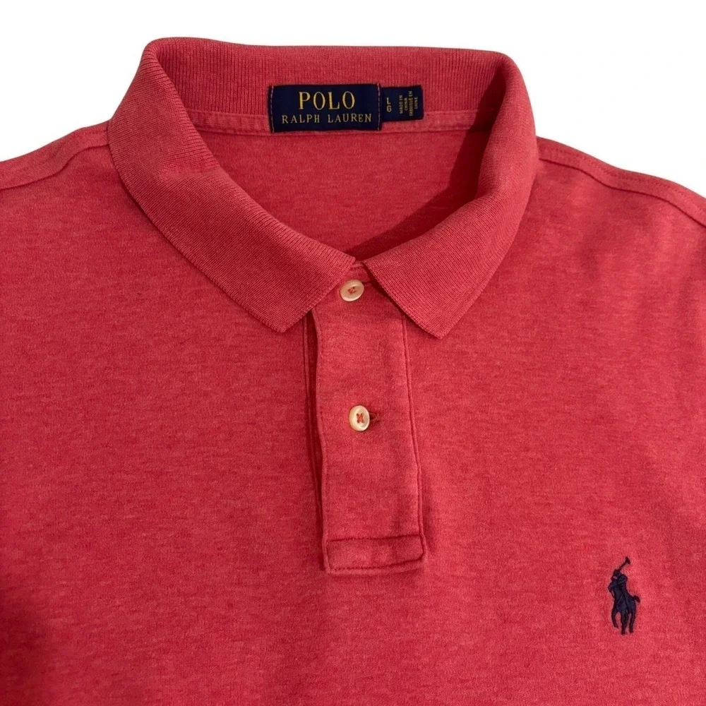 Polo Ralph Lauren Polo Shirt Mens L Red Heathered Short Sleeve Pony Logo
